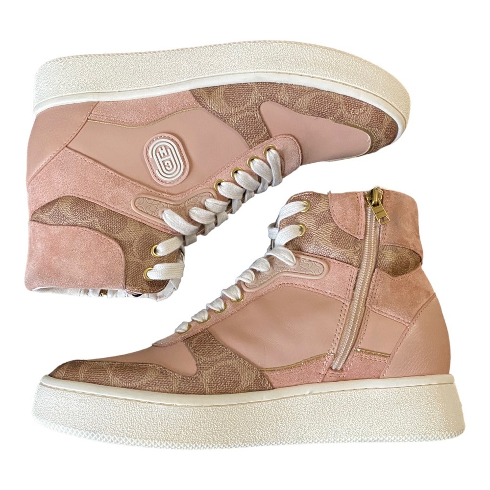 Coach C220 CC Sz 6 Leather High-Top Sneakers Like New